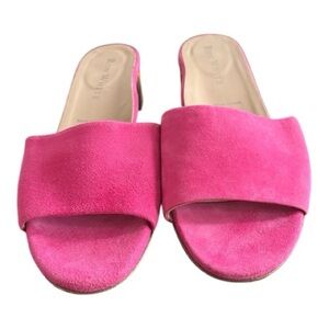 Ron White Size 37 (best fits 6.5) Pink Suede Slide Sandals | Multicolor Heel |